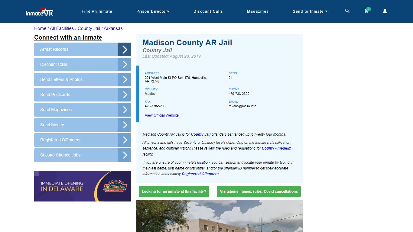 Madison County AR Jail - Inmate Locator - Huntsville, AR